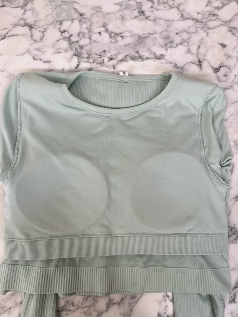 Lululemon Ebb to Street Long Sleeve Cropped Top Ribbed In Delicate Mint Size 10